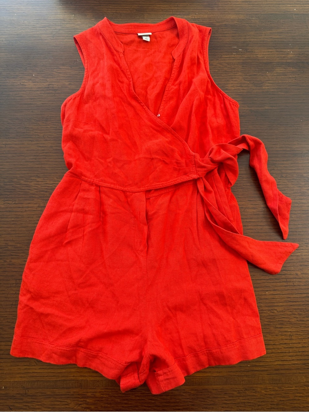 a new day Bright Red Sleeveless Wrap Romper with Side Tie
